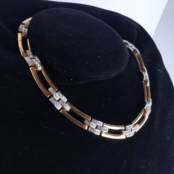 Beautiful ASK Brand Gold Tone and Rhinestone Necklace and Bracelet Set - Picture 2 of 7